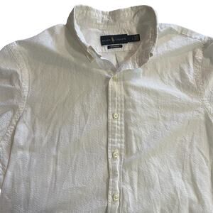 Ralph Lauren Shirt Mens Large Blue White Seersucker Button Up Pony